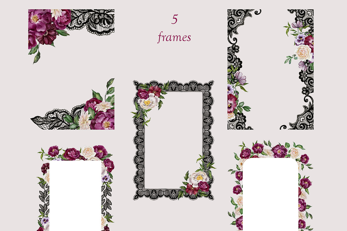 Mulberry Night Lace & Florals, a Seasonal Illustration by Catch the Dream Art (Photo 7 of 14)