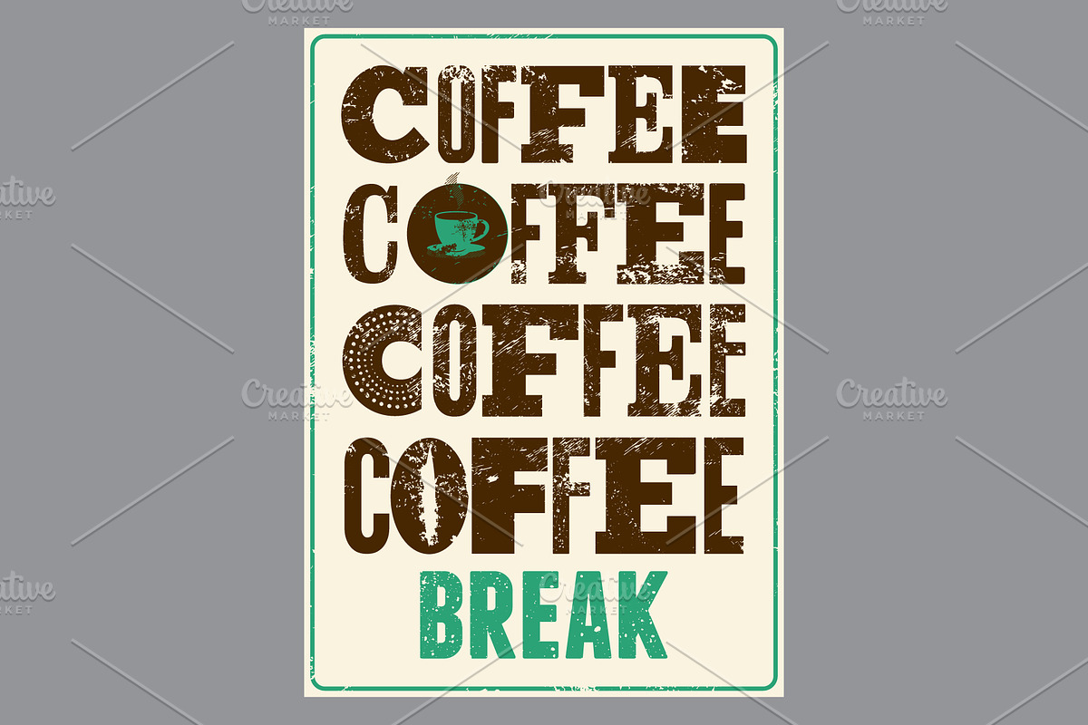 Coffee Break retro vector poster set, a Food Illustration by PoPaShop (Photo 6 of 9)