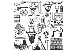 Wild West Cowboy Icons, Western