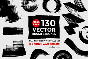 130 Vector Brush strokes collection., a Brushes & More by JAZZ STUDIO