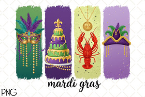 Brushstroke Mardi Gras PNG, an Illustration by Black Bird Studio