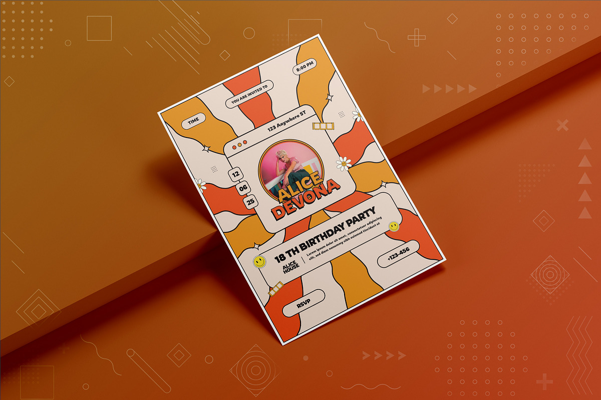 Retroic Birthday Invitation, an Invitation Template by Fannan Studio (Photo 2 of 2)