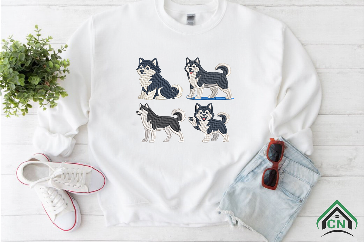 Siberian Husky Dog Embroidery, a Solid Icon by Craft Nest (Photo 2 of 6)