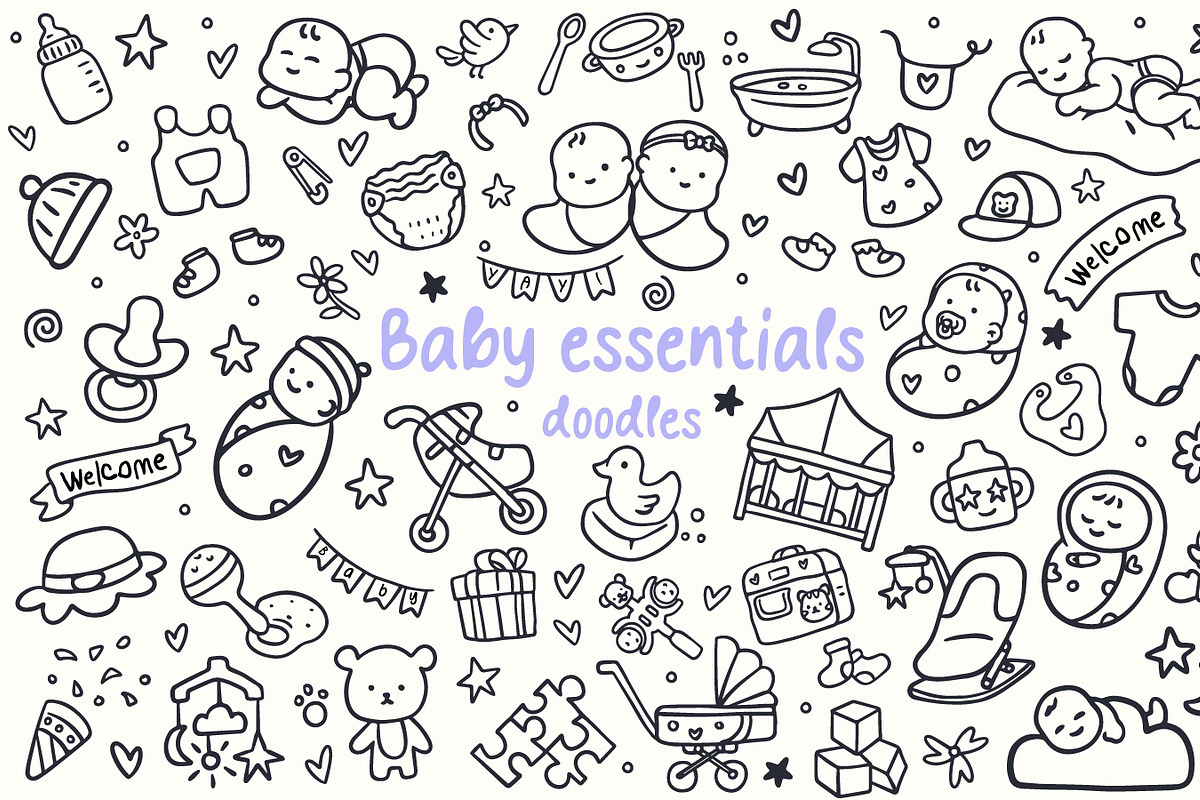 New born baby essentials doodles, an Object Illustration by youken (Photo 1 of 4)