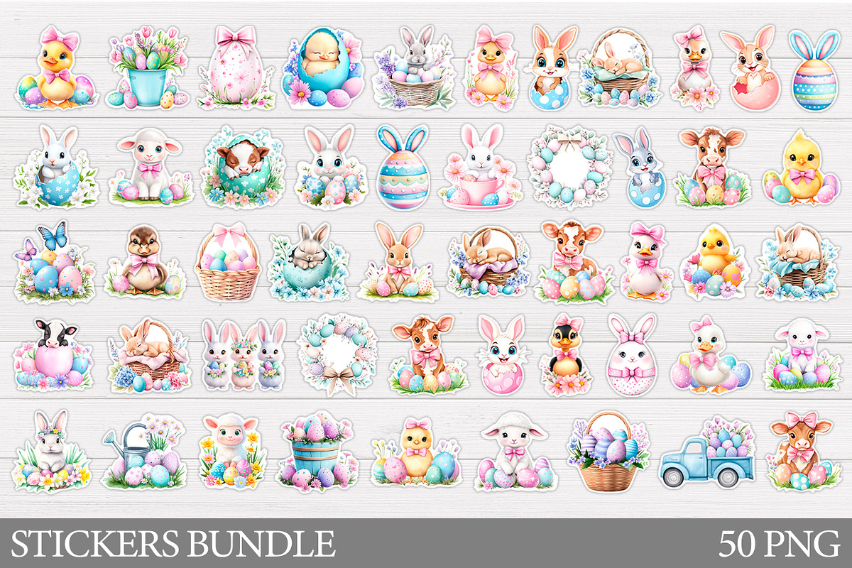 Easter Stickers Printable, an Illustration by IrinaShishkova