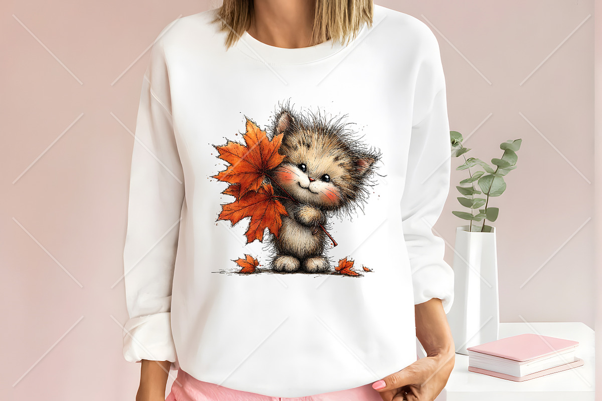 Whimsical Cute Autumn Cat Clipart, a Seasonal Illustration by Canvas Craft (Photo 6 of 10)