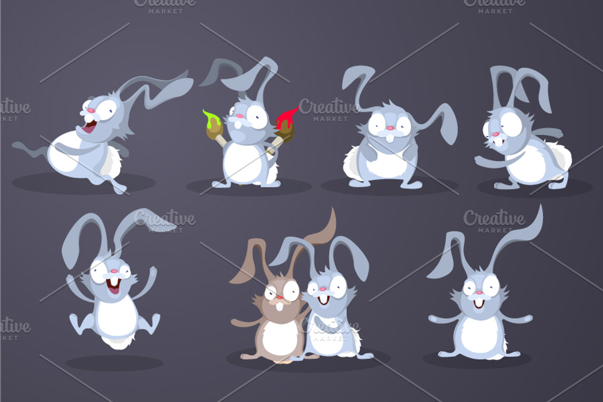 Easter Rabbits with Easter Eggs, an Animal Illustration by yuanden graphics (Photo 4 of 4)