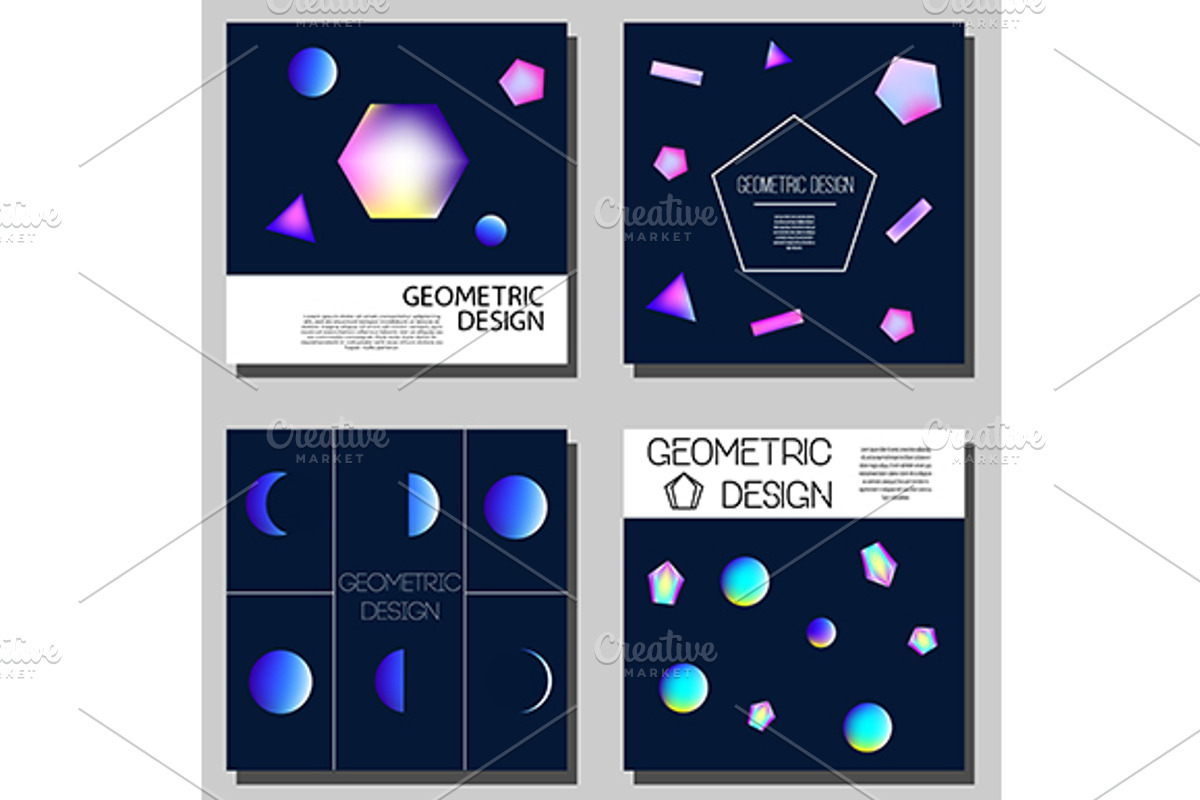 Cards with geometric glowing element, a Card Template by Bunny's Little Shop (Photo 1 of 2)