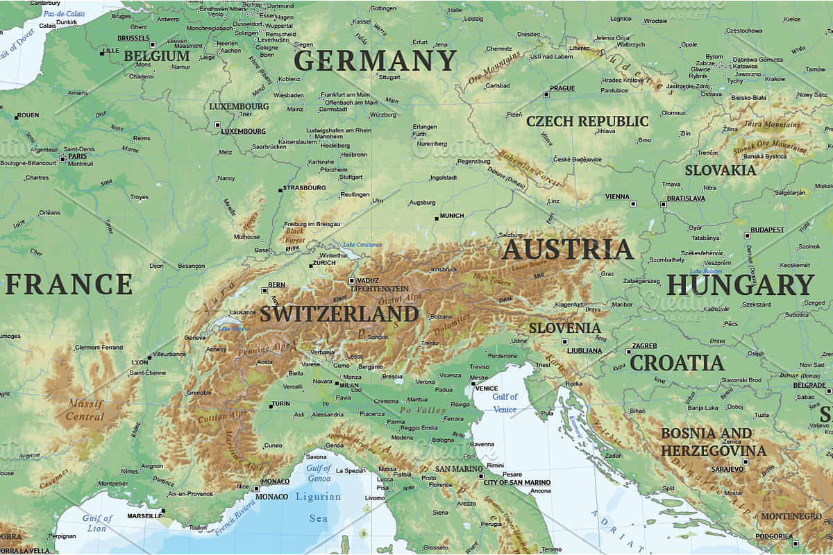 Shaded Relief Map of Europe, an Education Illustration by Cartorical (Photo 7 of 8)