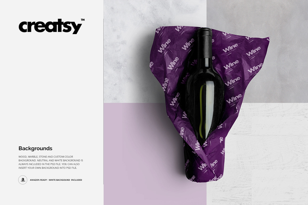 Wrapping Paper Wine Bottle Mockup, a Pens & Pencil Mockup by creatsy5 (Photo 25 of 27)