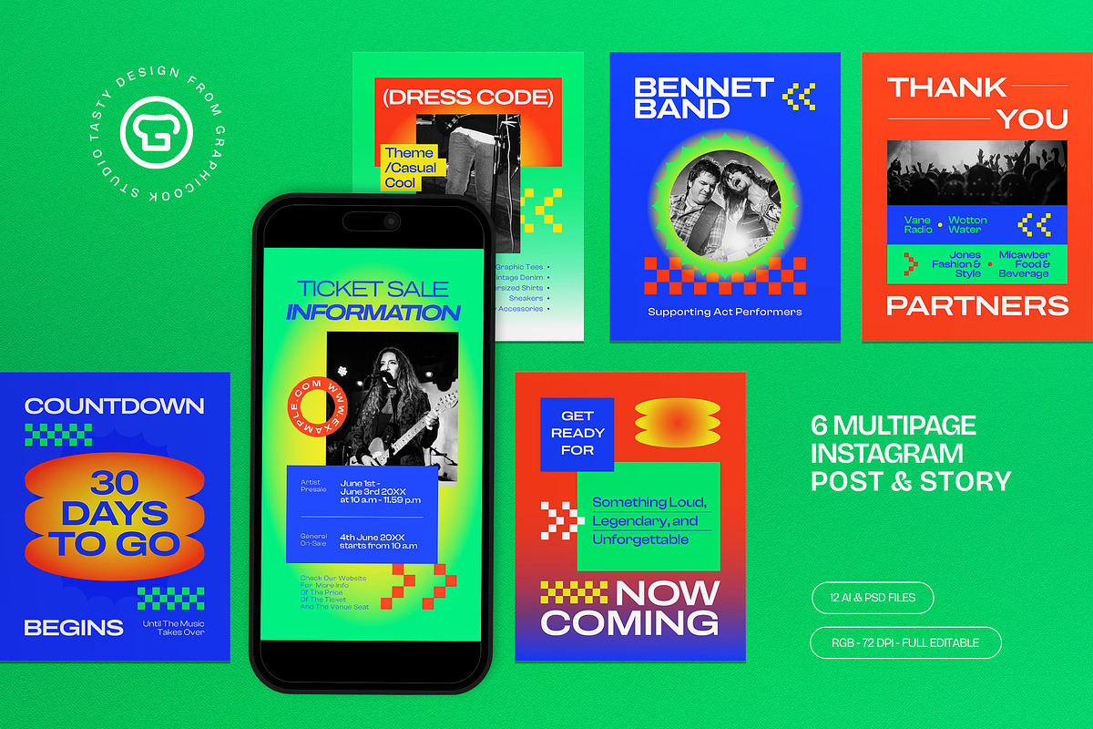 Music Event Instagram Set, a Social Media Template by graphicook (Photo 1 of 3)