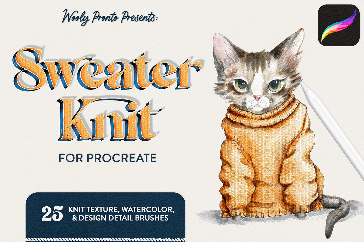 Sweater Knit Brushes For Procreate, a Brush Add-On by Wooly Pronto (Photo 1 of 11)