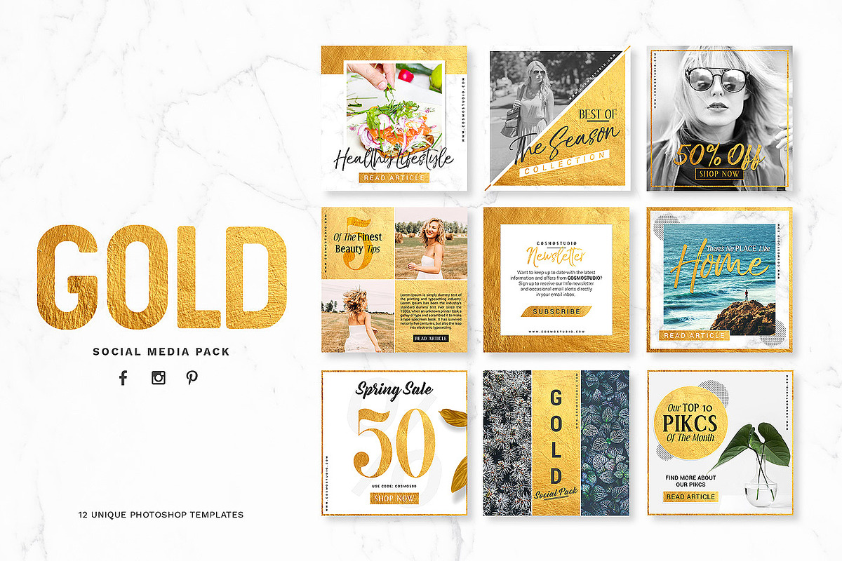 GOLD Social Media Pack, a Social Media Template by MahmoudWally (Photo 1 of 7)