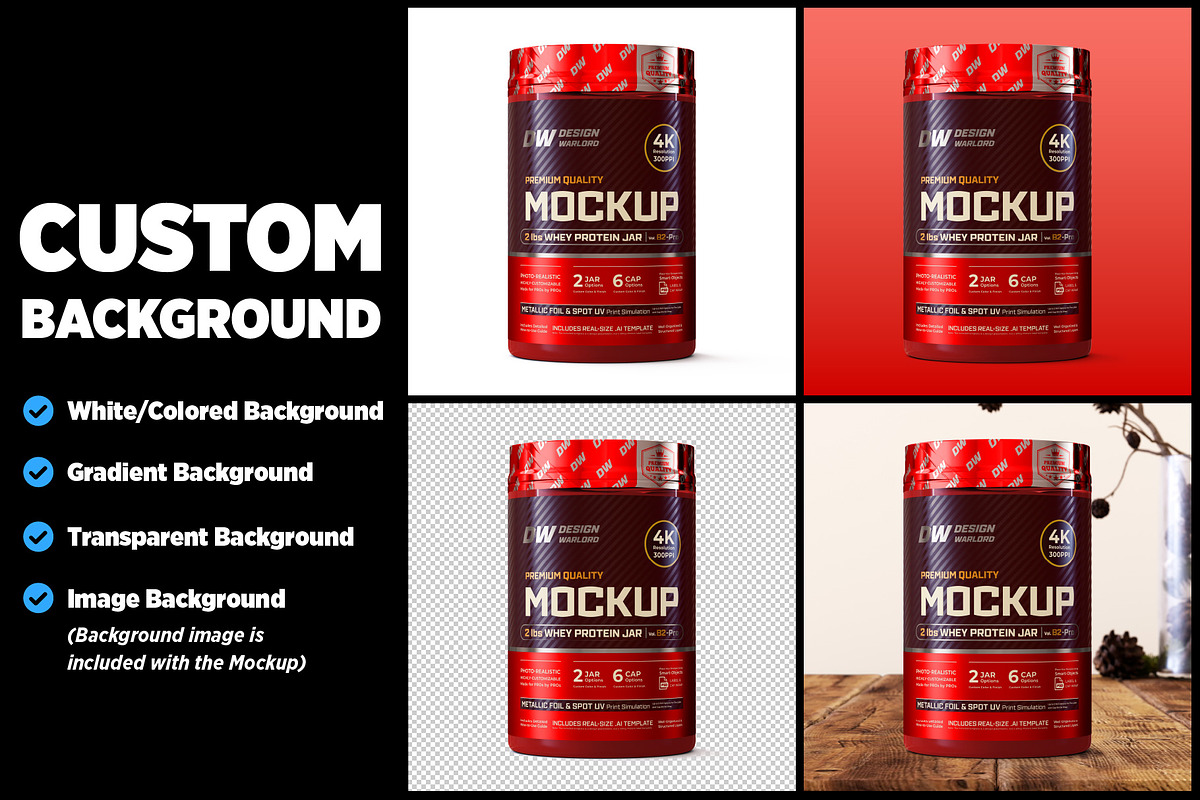 2lb Whey Protein Jar Mockup B2-Pro, a Packaging Mockup by Design Warlord (Photo 11 of 16)