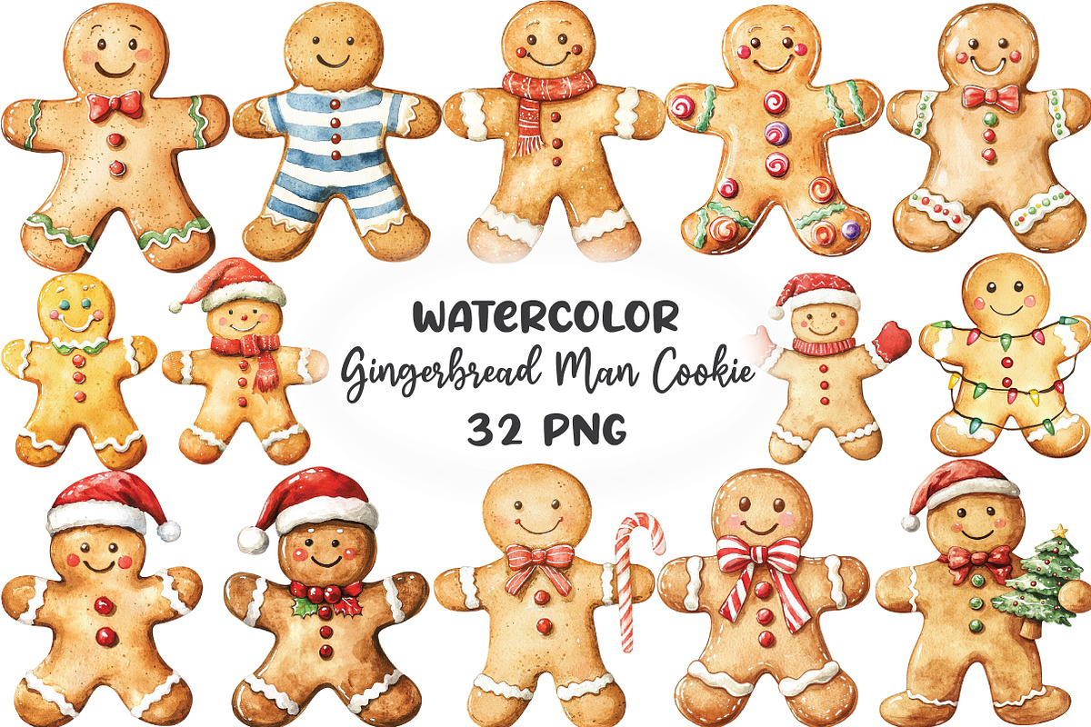 Christmas Gingerbread Man Cookie, an Illustration by CraftArtStudio (Photo 1 of 6)