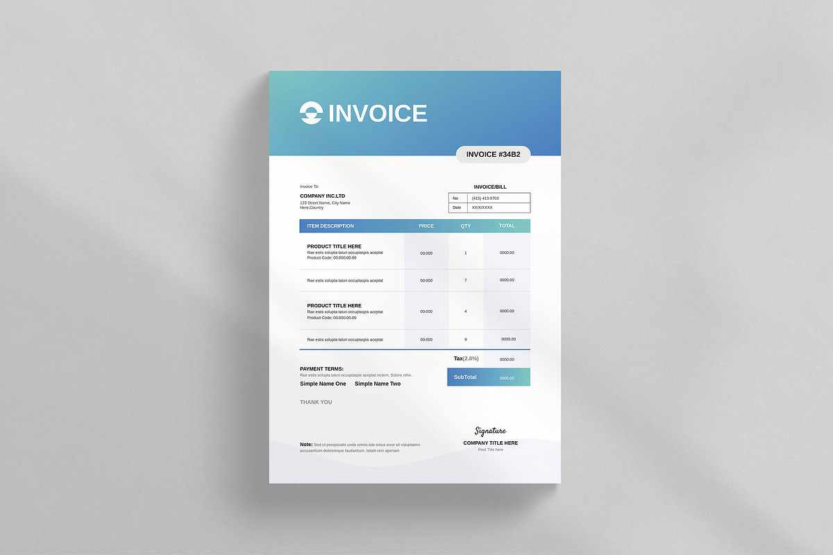 Invoice, a Stationery Template by KreateTribe (Photo 3 of 4)