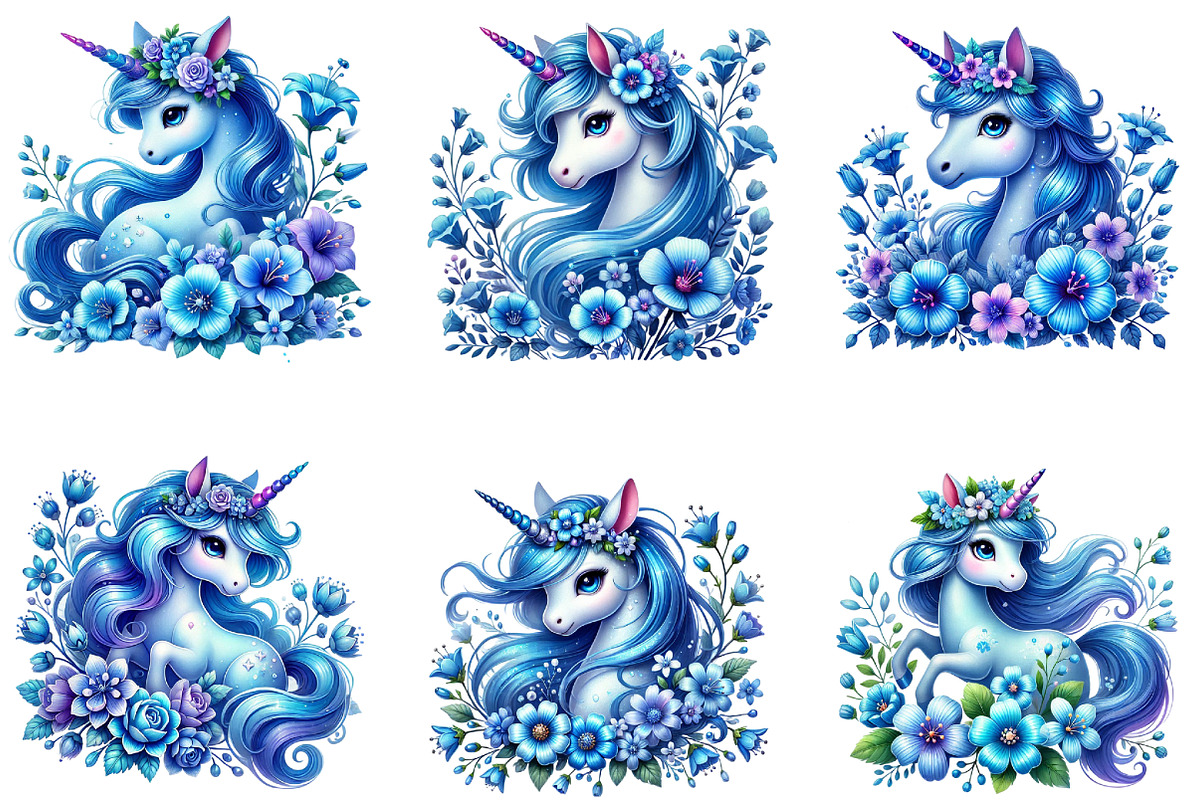 Unicorn with Flower Clipart, a Seasonal Illustration by DreamArtGraphic (Photo 4 of 5)