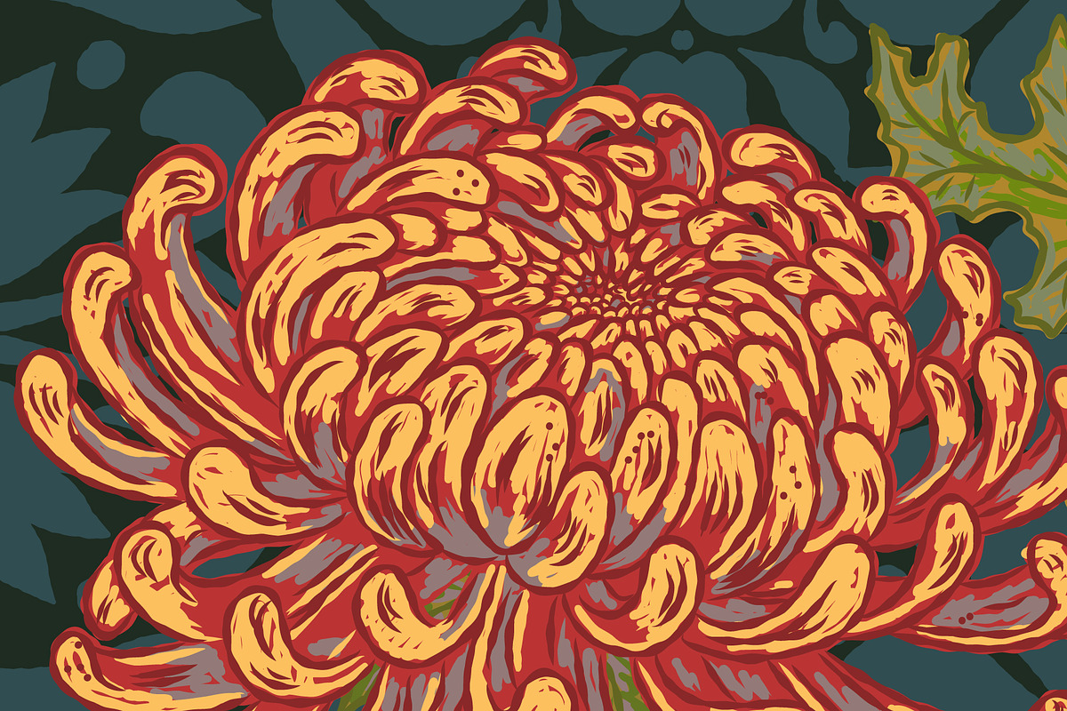 Pomegranate Grape Chrysanthemum, a Pattern Graphic by NayaChu (Photo 9 of 9)