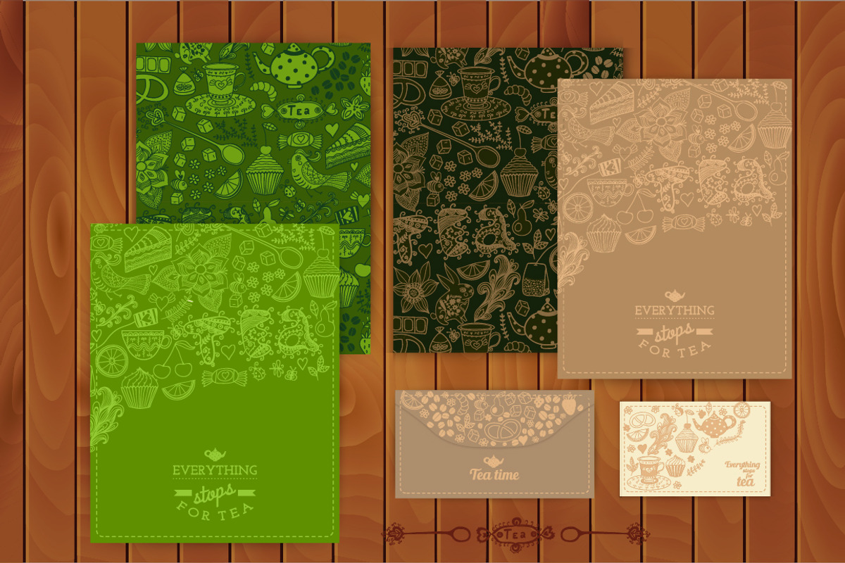 Tea, sweets seamless doodle pattern preview 2