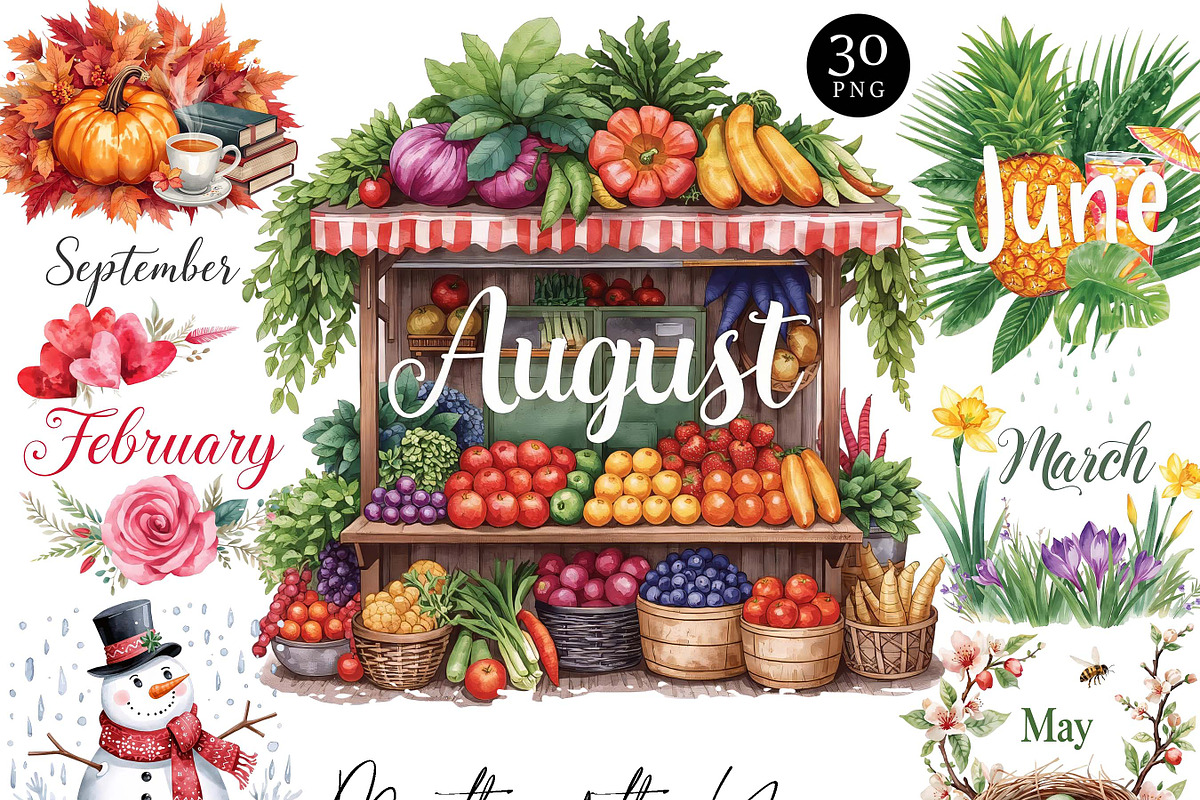 Months of the Year Clipart Bundle, an Object Illustration by Design Scotch (Photo 1 of 8)