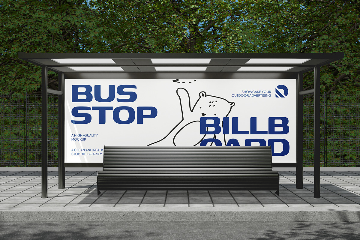 Bus Stop Billboard Mockup, an Advertising Mockup by Unerispace (Photo 4 of 5)