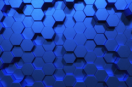 Blue hexagon honeycomb shapes matte surface moving up down rando, an Abstract Photo by Ministocker