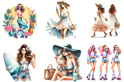Watercolor Summer Girl Clipart, a Seasonal Illustration by DreamArtGraphic (Thumbnail 4 of 4)