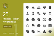 25 Mental Health Awareness Glyph, an Icon by IconBunny (Thumbnail 1 of 2)