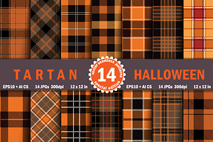 Halloween Tartan Seamless Pattern