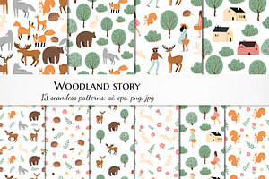 Woodland Animals Seamless Pattern