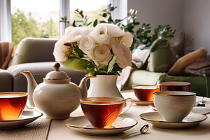 Tea served in glasses in living room, a Food & Drink Photo by Davizro's Market