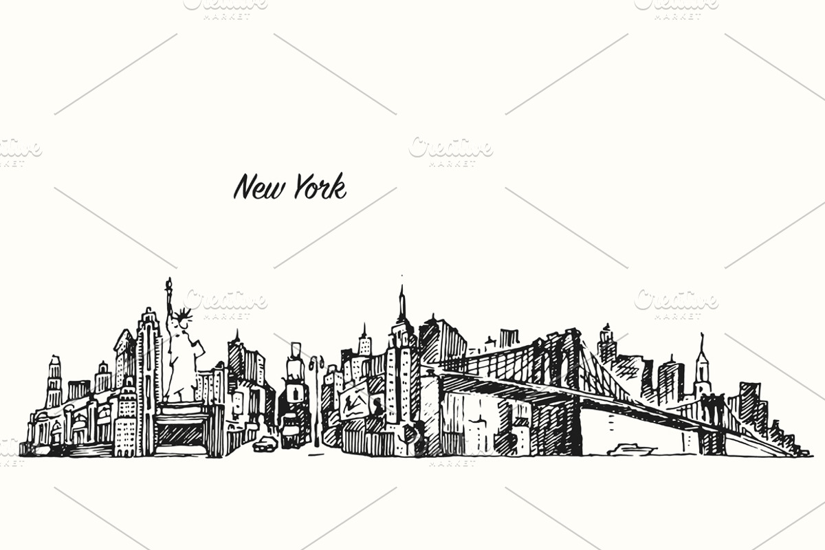 New York city skyline, a Work Illustration by TheMountBirdStudio