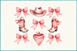Coquette Cowgirl PNG Pink Ribbon, an Illustration by SharpMarketplace