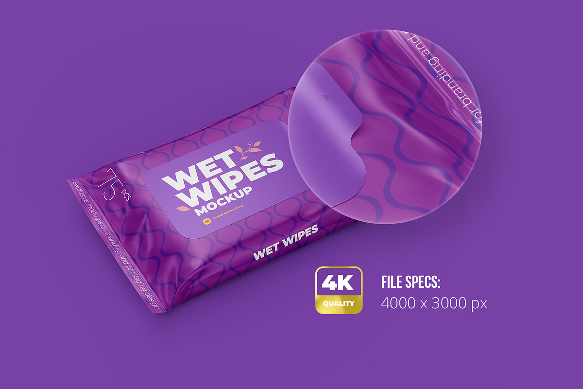 Wet wipes mockup. Angled view, a Packaging Mockup by easymock (Photo 2 of 8)
