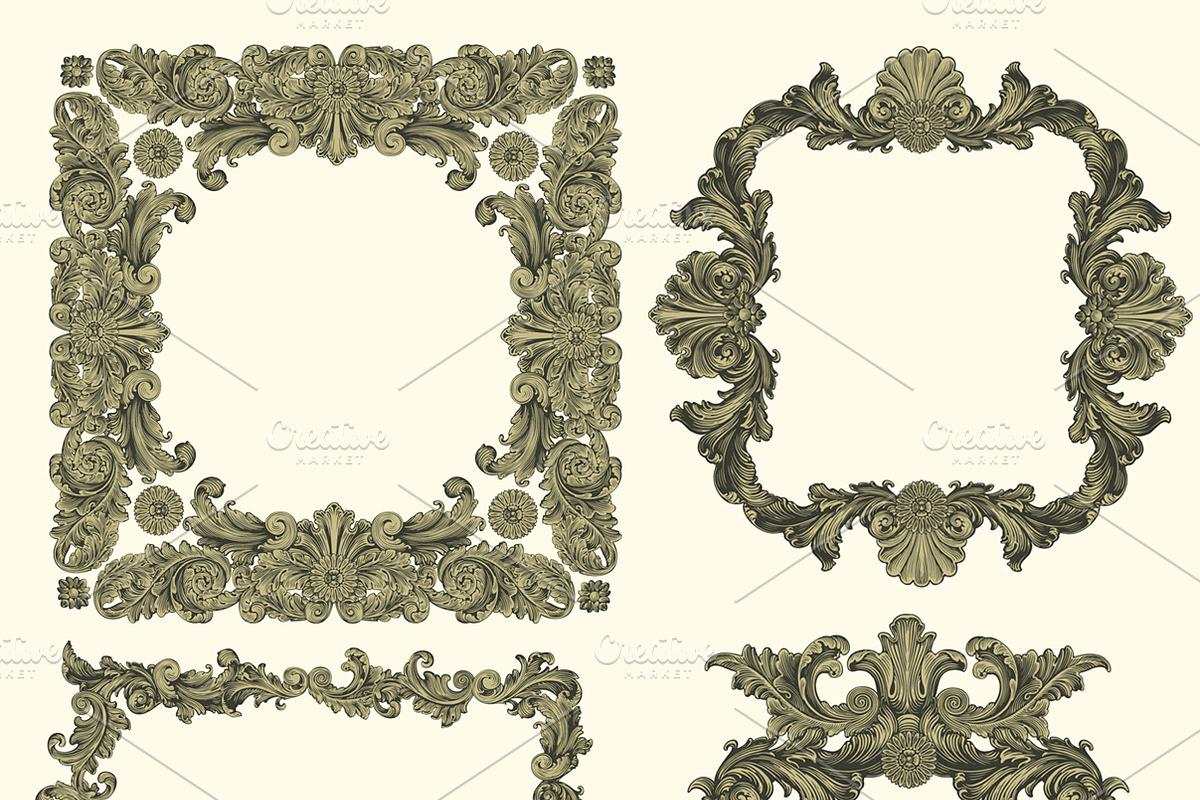 Collection vintage engraved frames., a Decorative Illustration by Vector Engraving (Photo 11 of 31)