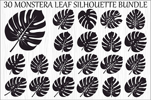 Monstera Leaf Silhouette Bundle, an Illustration by yasushie