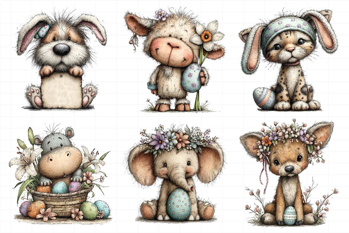 Whimsical Easter Animals Clipart, an Illustration by Daily.Designs (Photo 3 of 7)