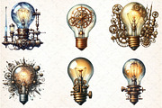 Watercolor Steampunk Lightbulb, an Illustration by DreamCafeArt (Thumbnail 4 of 7)
