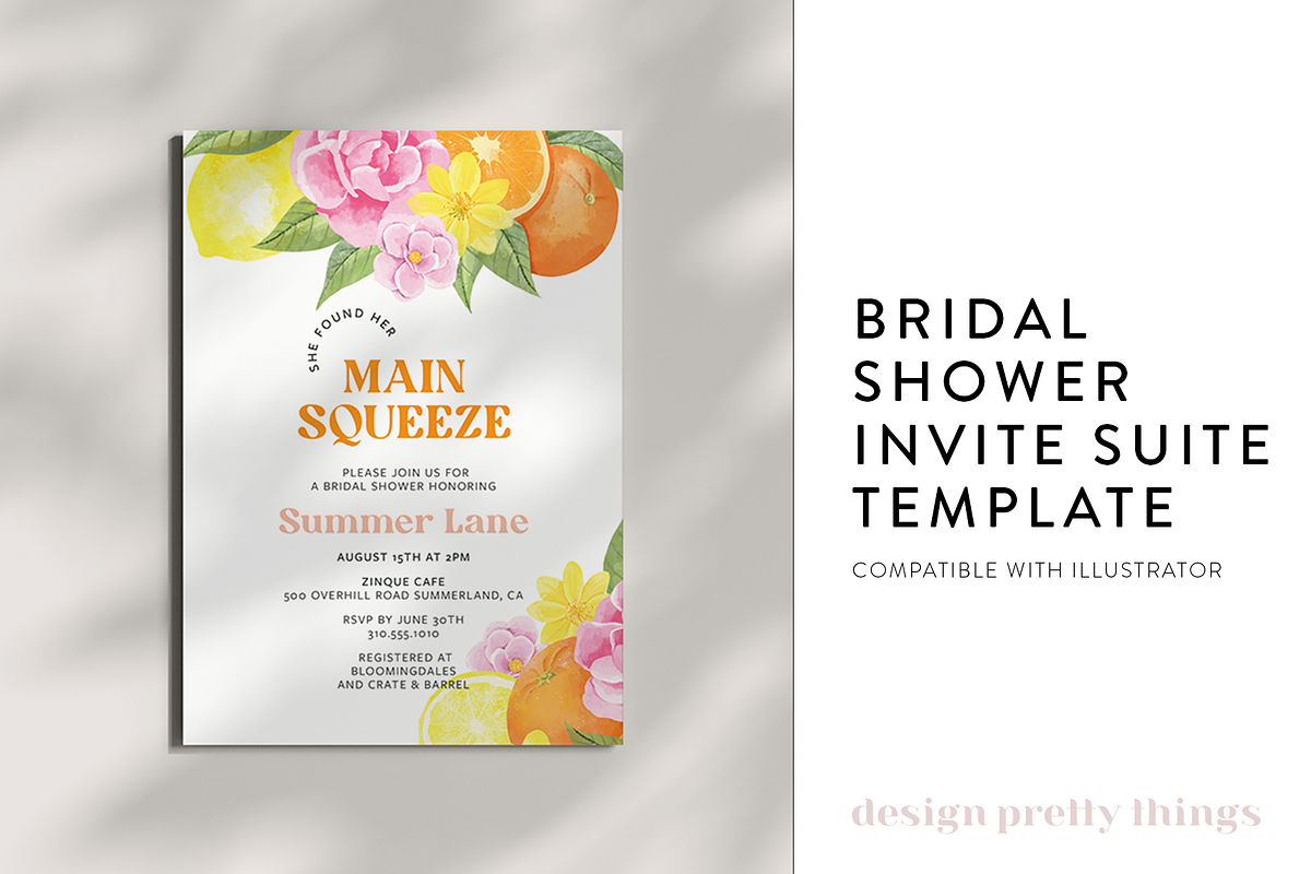 Citrus Bridal Shower Suite Template, a Templates & Theme by designprettythings (Photo 1 of 3)