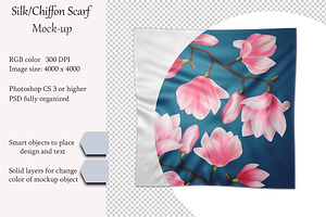 Silk, chiffon scarf mockup