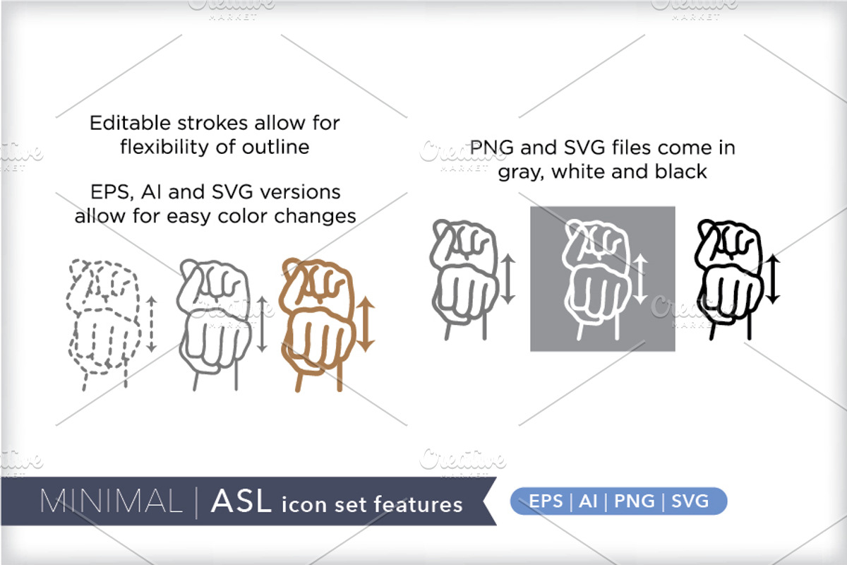 Minimal American Sign Language (ASL), an Outline Icon by Picture Window (Photo 26 of 26)