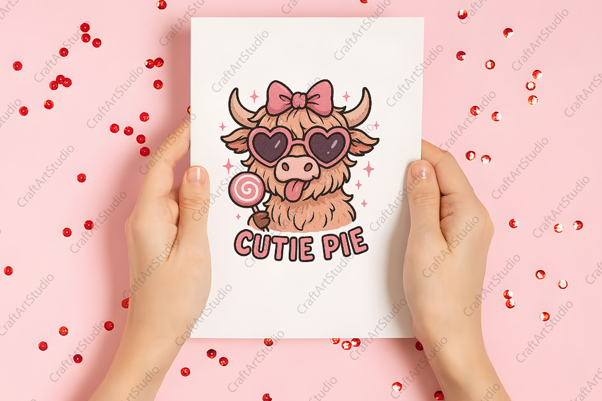Valentine Highland Cow PNG, an Illustration by CraftArtStudio (Photo 2 of 4)