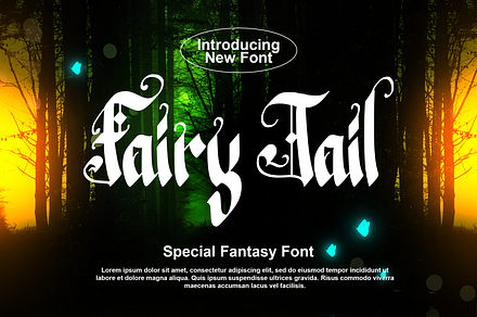 Fairy Tail - Special Fantasy Font, a Blackletter Font by Meizzaluna Design