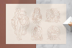 Line Art Women Illustrations Set