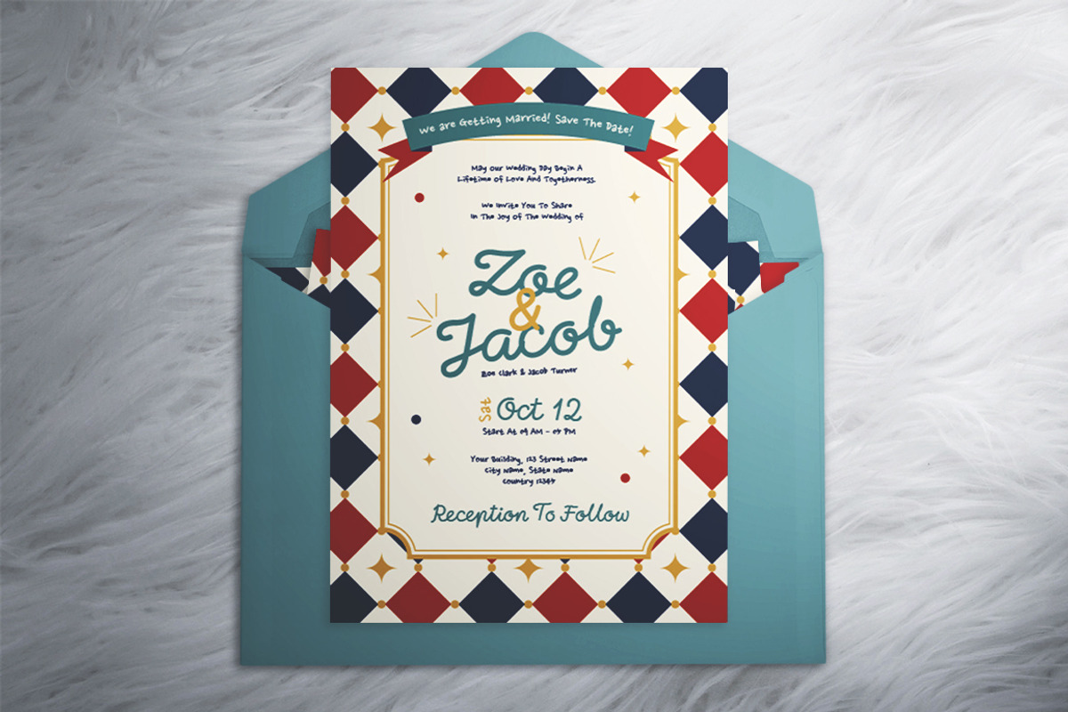 Playful Wedding Invitation Suite, a Flyer Template by The Good Store (Photo 2 of 4)