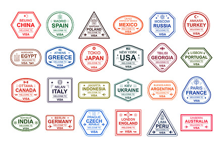 Passport travel stamps of visa, an Icon by Volyk