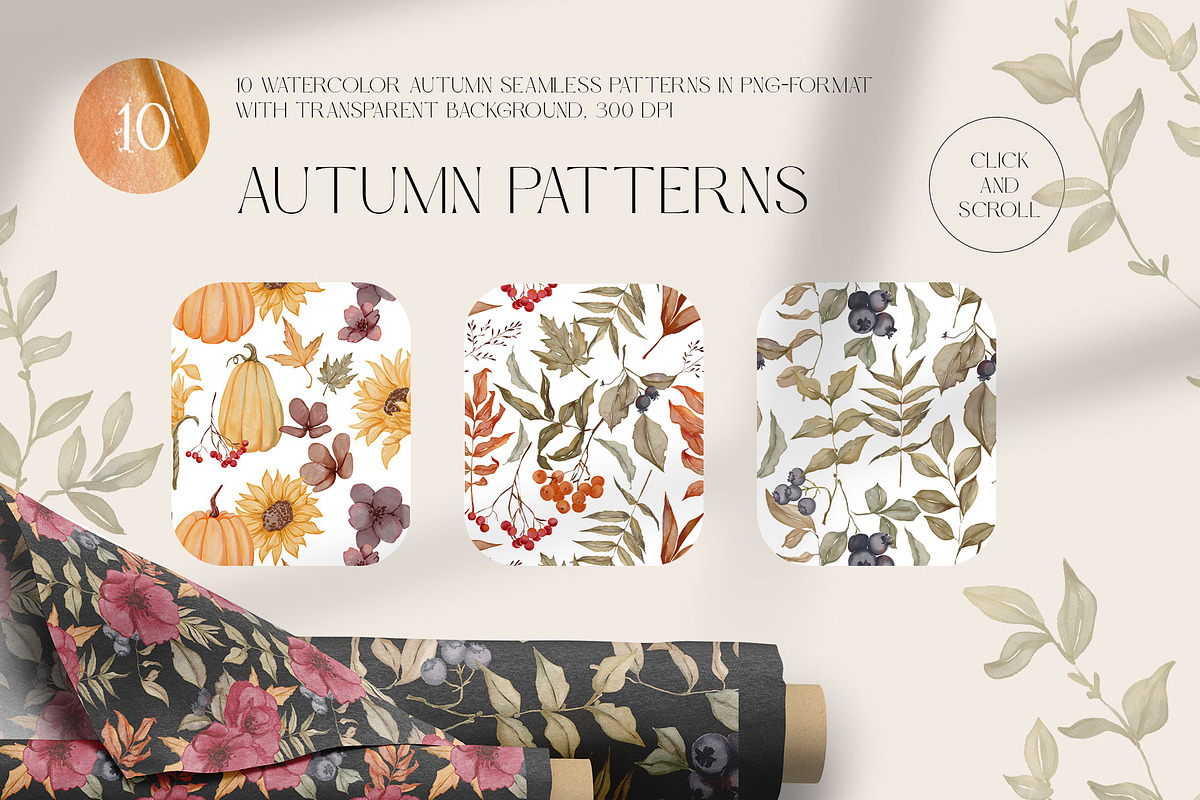 WARM AUTUMN watercolor collection, a Decorative Illustration by Yuliia Lashevska (Photo 10 of 14)