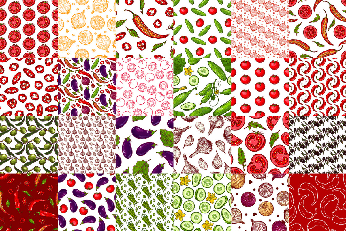 Vegetable set (+patterns and cards), a Food Illustration by rubinat (Photo 3 of 8)