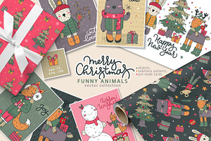 Vector Christmas Animals, an Animal Illustration by Molly art