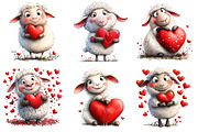 Valentine's Day Sheep Clipart Bundle, an Illustration by Dream Creation (Thumbnail 3 of 5)